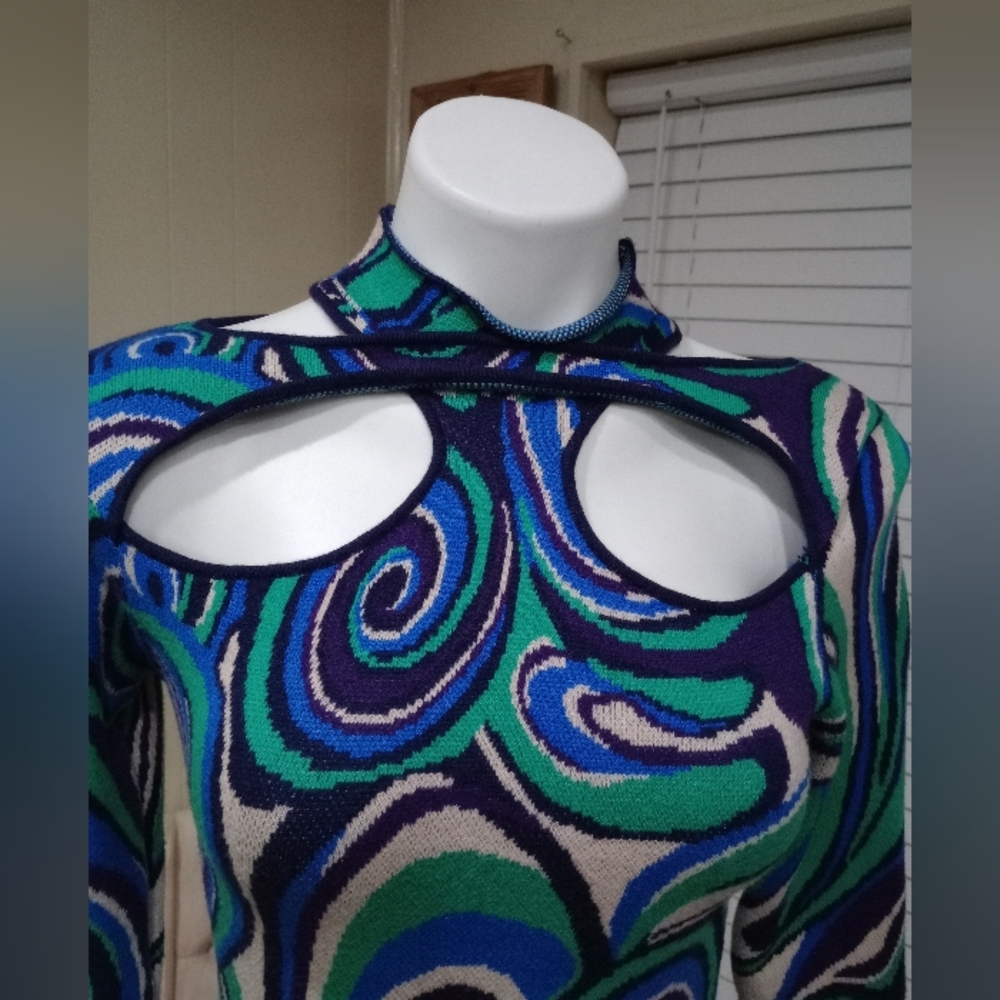 Psychedelic Swirl Dress in Blue and Green - Picture 3 of 12